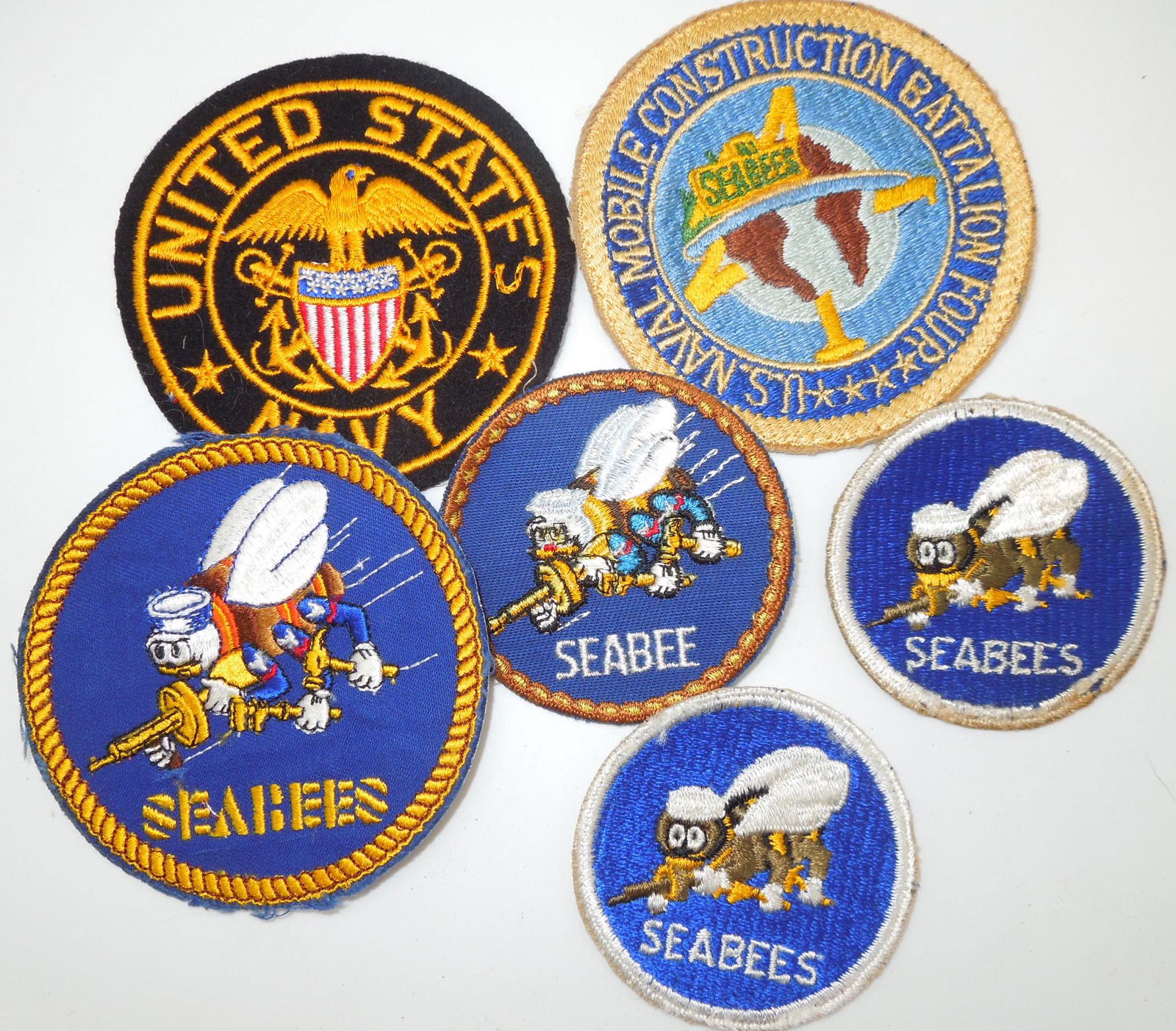 WWII - Vietnam US Navy Seabees Construction Battalion CB Patches (1 of 2)