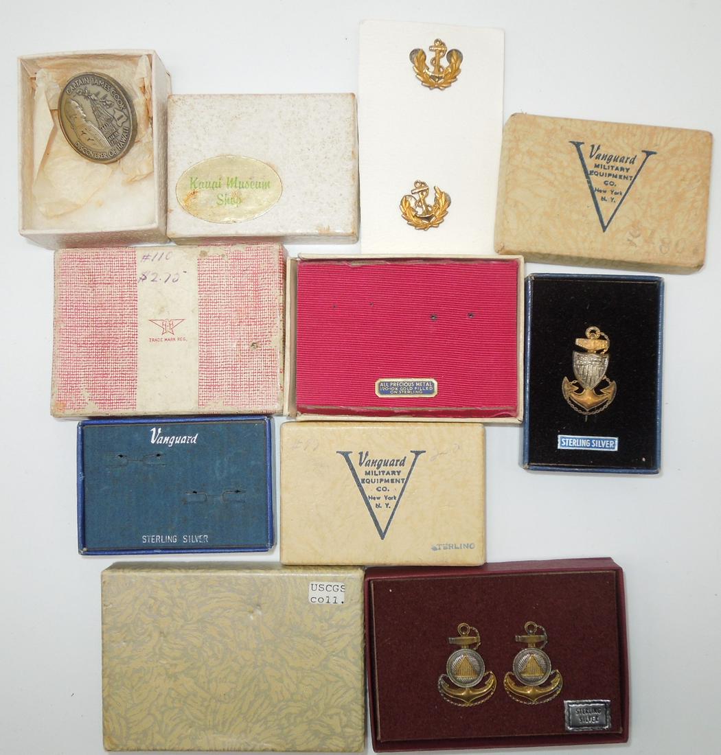 Vintage Boxed WWII Naval & Maritime Insignia Pins & Empty Boxes (1 of 6)