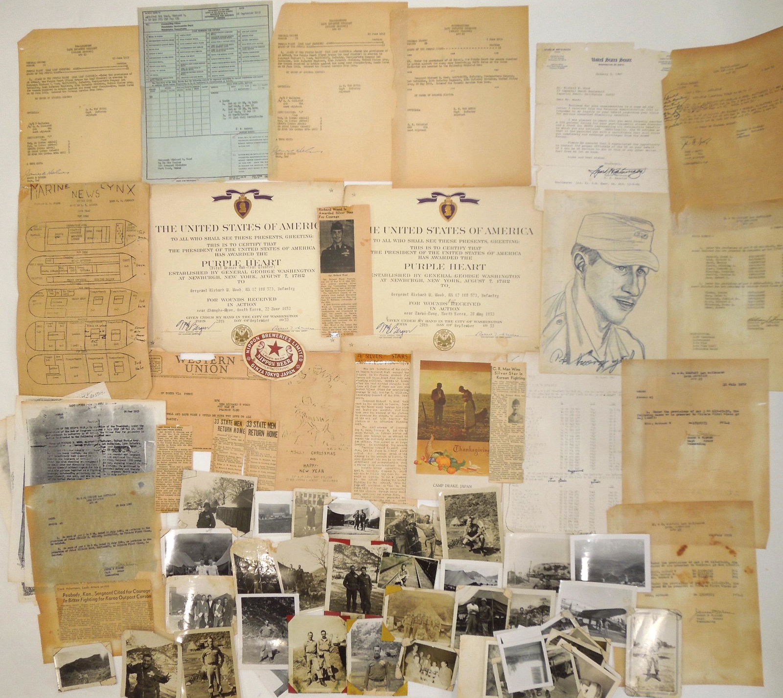 Korean War 25th Division Silver Star & Purple Heart Document & Photo Archive (1 of 18)