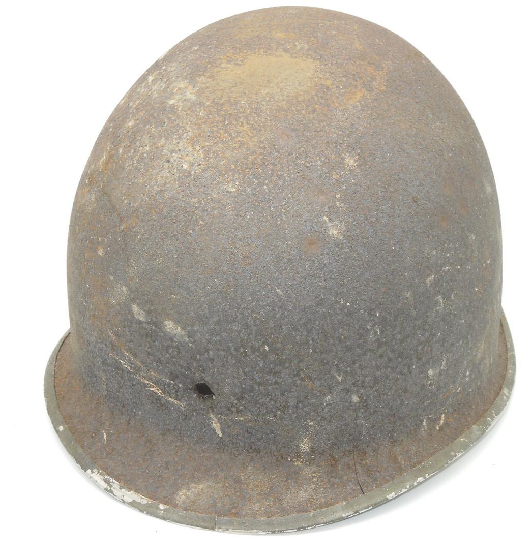 WWII Relic US Army Fixed Bale M-1 Helmet With Bullet Strike (1 of 8)