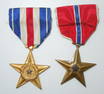 WWII Slot Brooch US Military Silver Star Medal & Bronze Star Medal