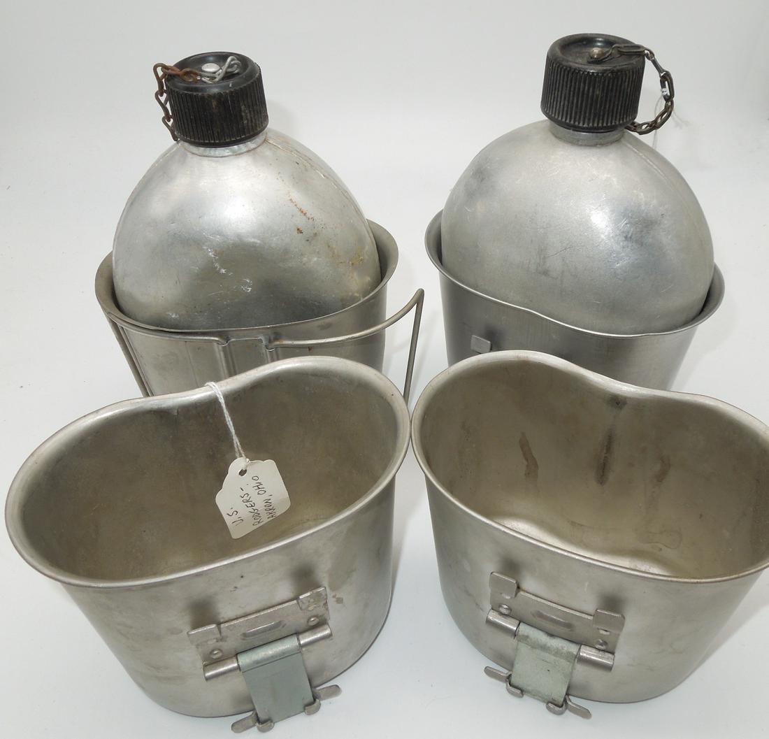US Military Korean War Canteens Lot: Original canteens as shown in the photos. See pictures for dates and maker marks. Good condition for their age, with signs of use and age.