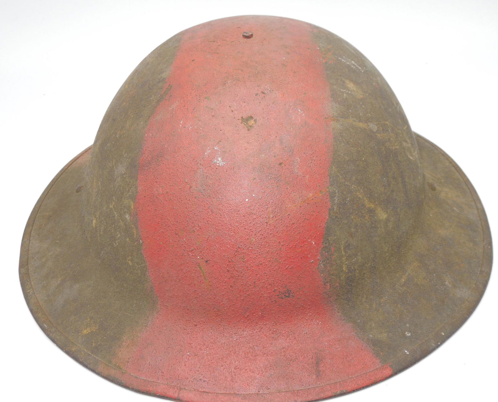 WWI US Army Doughboy Red Painted Helmet & Chinstrap (1 of 4)