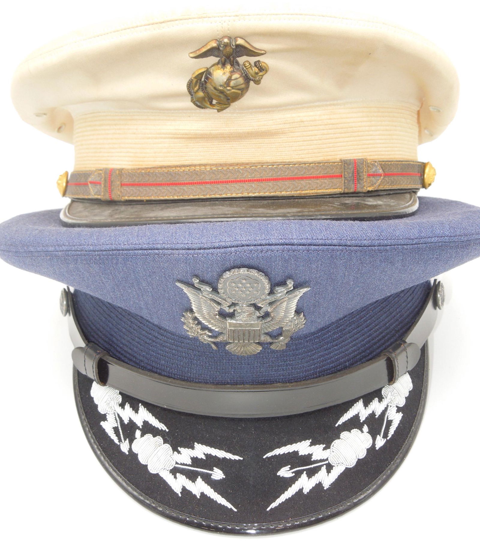 Vietnam War Era USMC Marine Corps & USAF Air Force Officer Visor Cap Hats Lot (1 of 6)