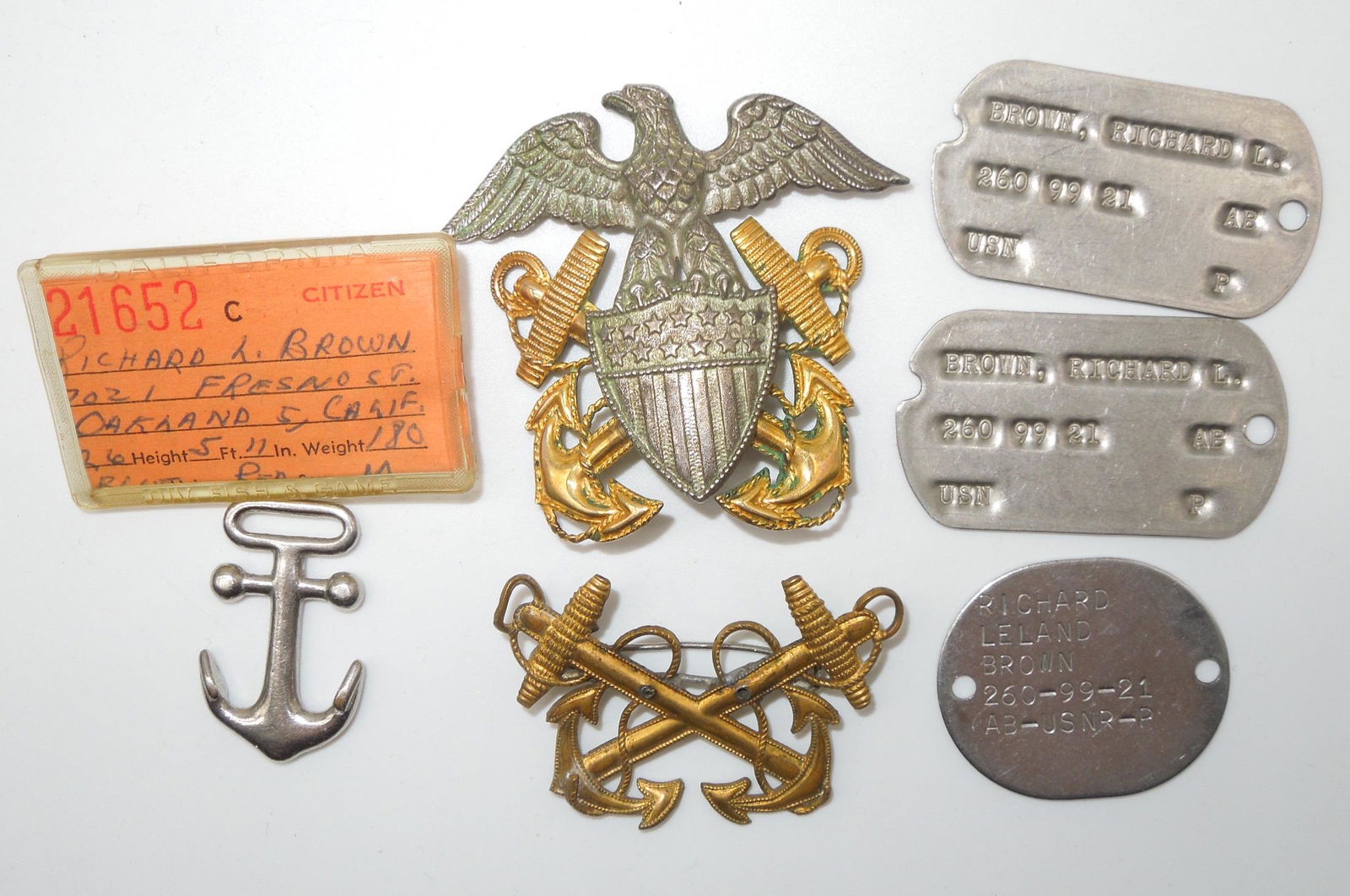 WWII - 1950s US Navy Submarine Officer Dog Tag Badge Pins Lot (1 of 4)
