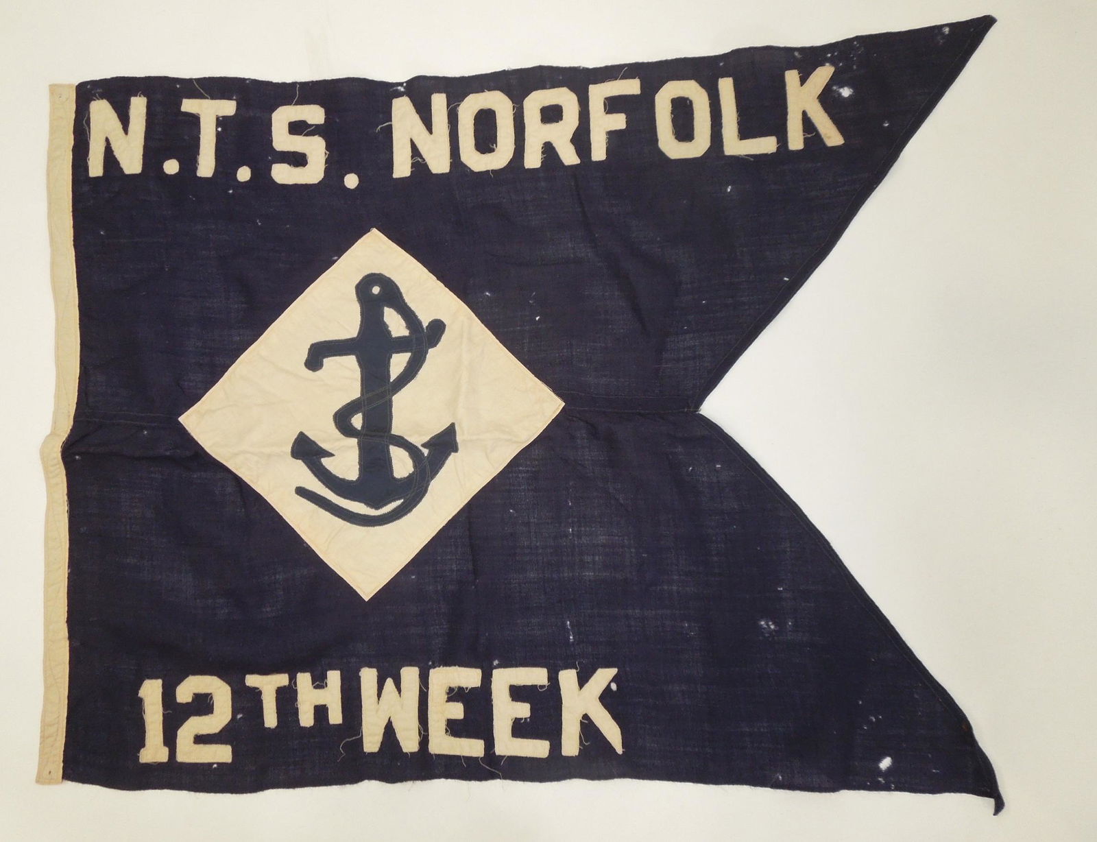 WWII Guidon US Navy Training Station Norfolk 12th Week Flag (1 of 5)