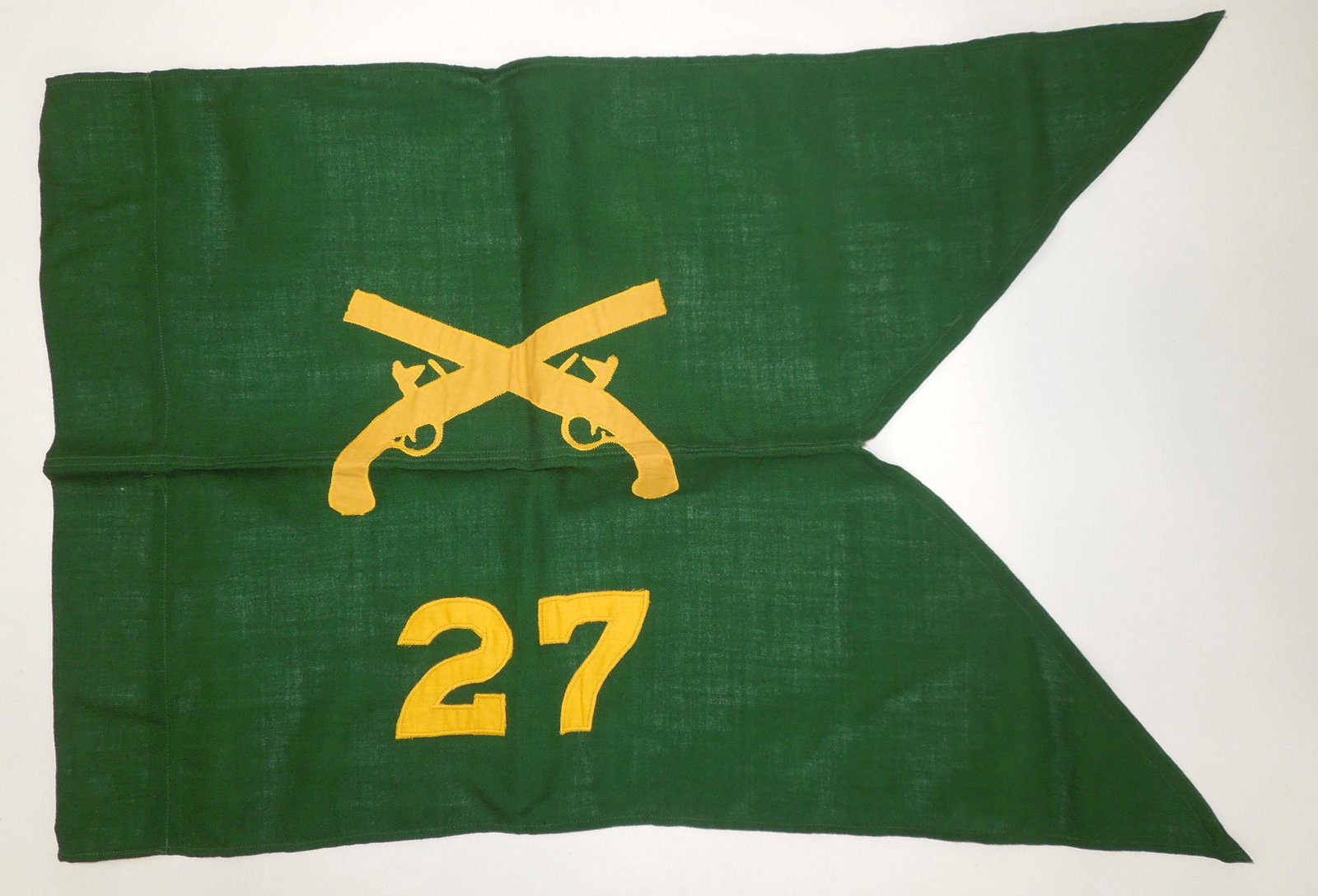 1958 Dated US Army 27th Division Military Police Platoon Guidon Flag: Quartermaster tagged guidon as shown. Size dimensions are listed in the tag depicted. Excellent condition.