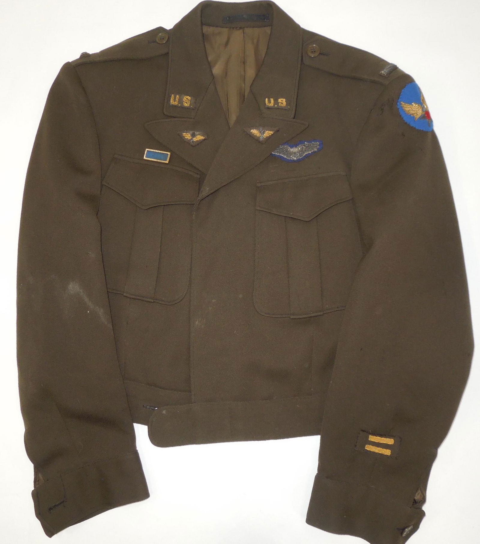 WWII US Army Air Force AAF Pilot Uniform Jacket British Made Bullion Blue Wings (1 of 7)