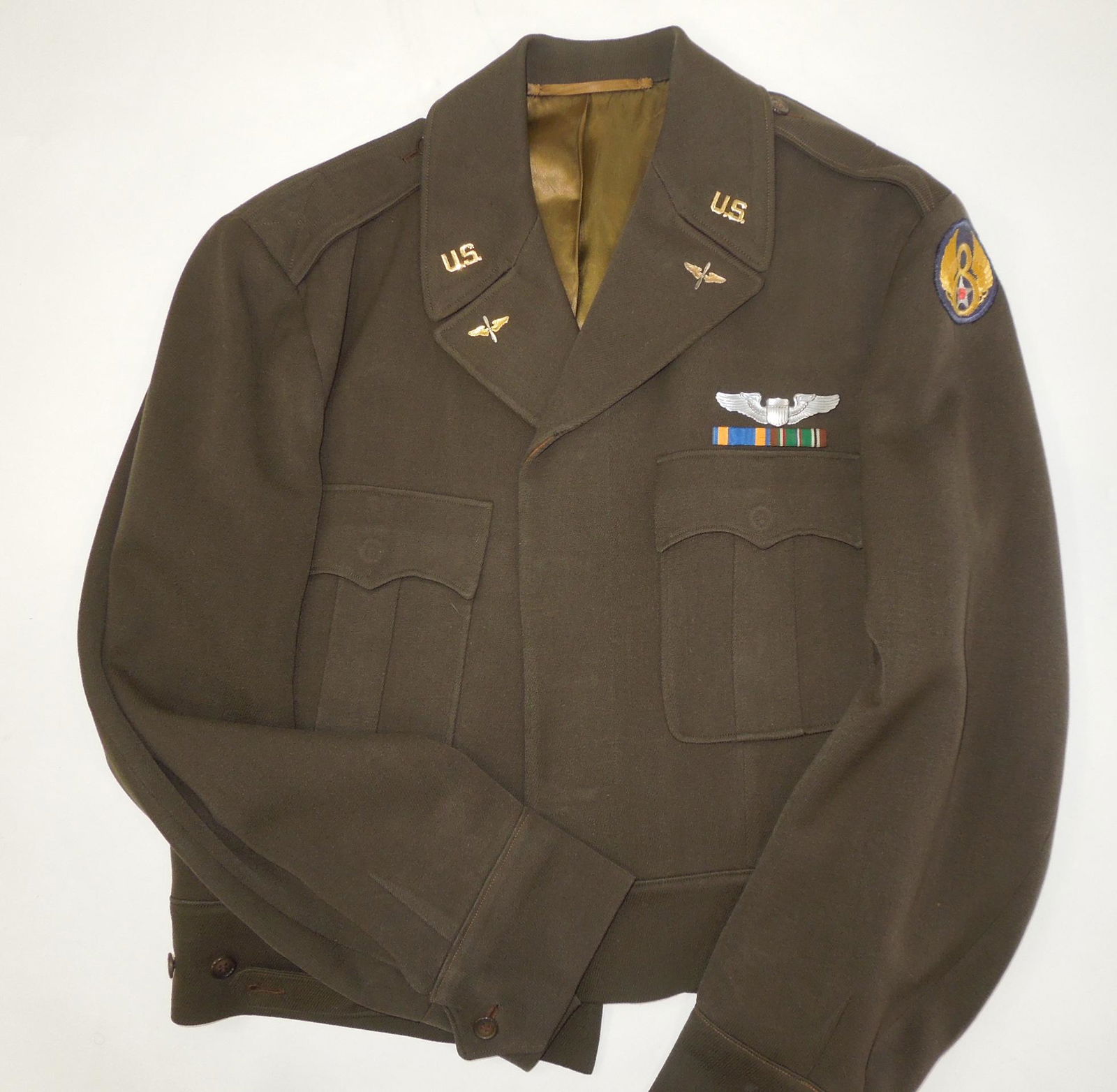 WWII 8th AAF Army Air Force Pilot Cut Down Named Ike Jacket Uniform (1 of 9)