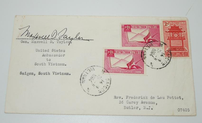 Original Signed 1964 Army General Maxwell Taylor Airborne Autograph Envelope Cover (1 of 3)