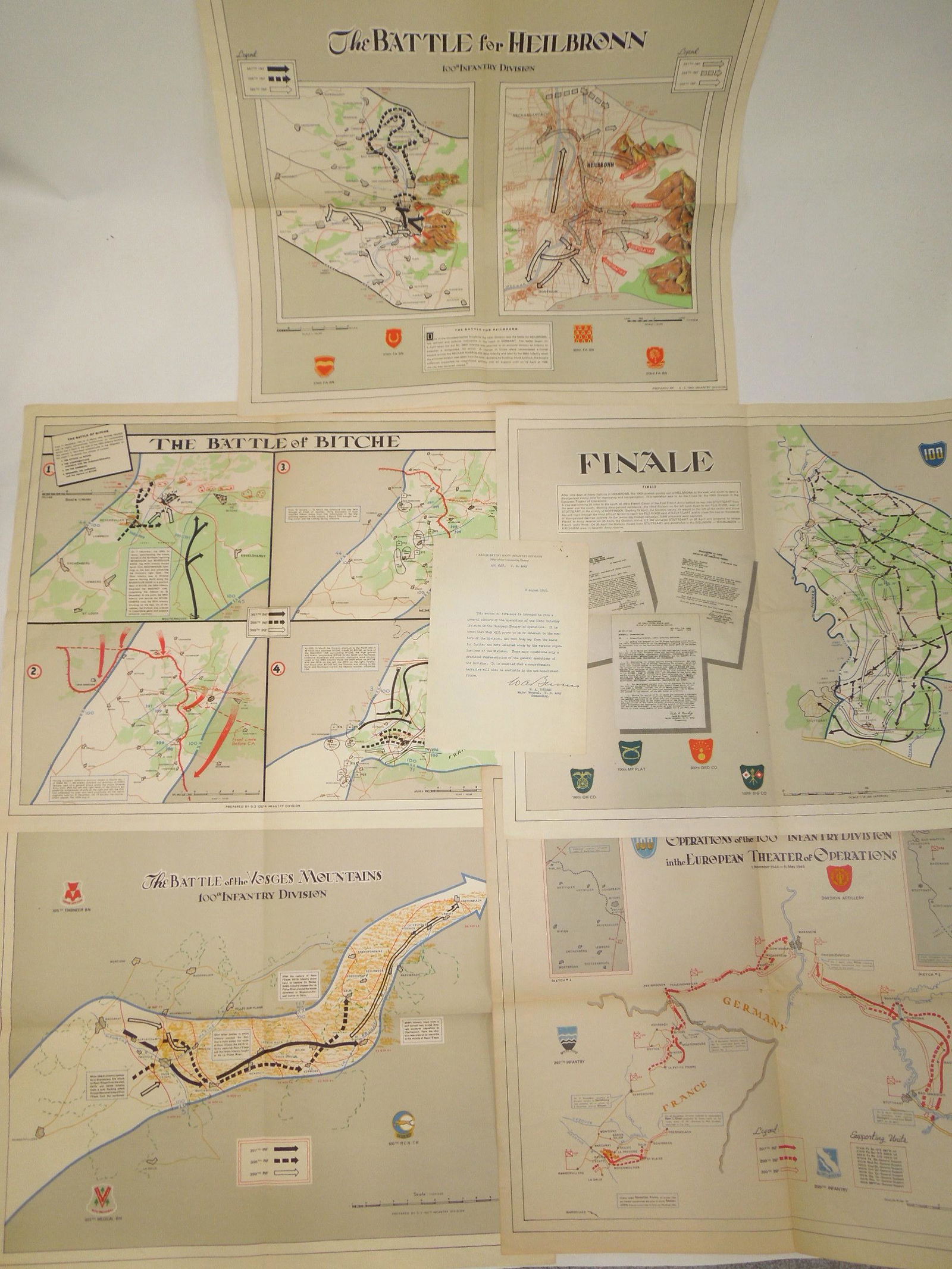 WWII 1945 Army 100th Infantry Division (5) Operation Campaign Maps (1 of 8)