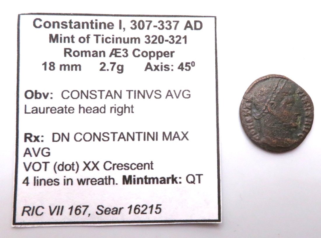 CONSTANTINE I Ticinum Votive Ancient Roman Coin (1 of 3)