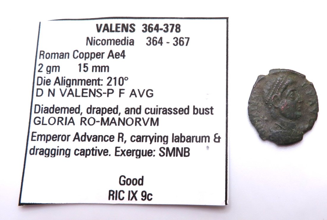 VALENS Nicomedia GLORIA ROMANORVM SCARCE Ancient Roman Coin: VALENS Nicomedia GLORIA ROMANORVM SCARCE Roman Coin. Emperor dragging a captive. See pictures for complete details. This item came from a long-time collector of ancient coins. It is being sold as is b