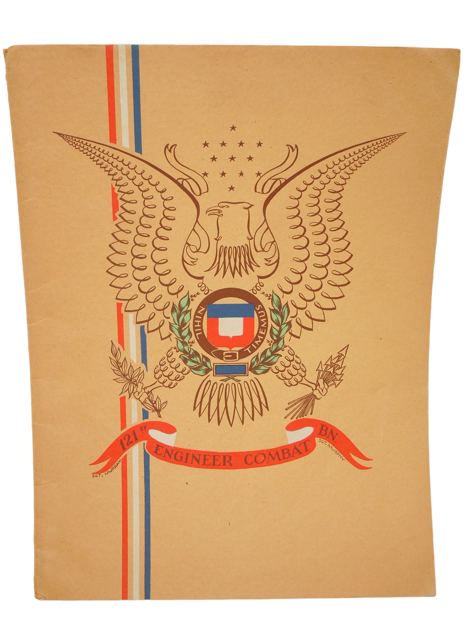 WWII 1945 US Army 29th Division D-Day 121st Engineer Battalion Memorial Booklet: 1945 Army 121st Engineer Combat BN, 29th Infantry Division Memorial Program. On May 9, 1945 the 29th Infantry Division gathered to commemorate those members who gave their lives for freedom. The middl