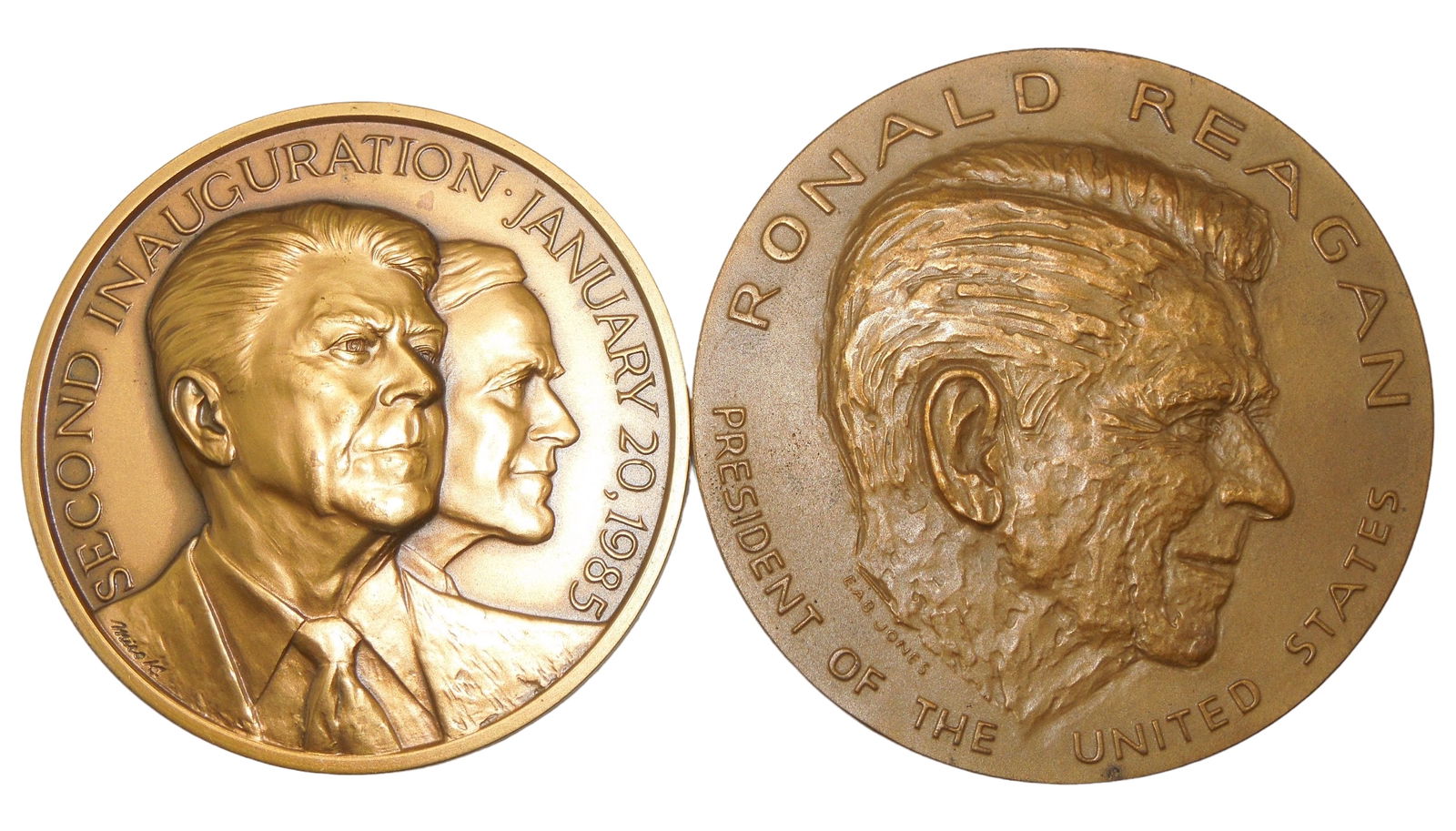 1981 & 1985 President Ronald Reagan Inauguration Table Medal Coins: Original coins with markings as shown.