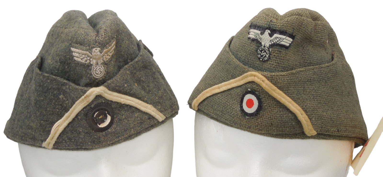 Screen Worn Ronald Reagan Desperate Journey 1940 German Army Caps: Original pair of provenanced, screen worn, and photo matched caps from future US President Ronald Reagan during his acting role as Flying Officer Johnny Hammond in the 1942 movie Desperate Journey. Th