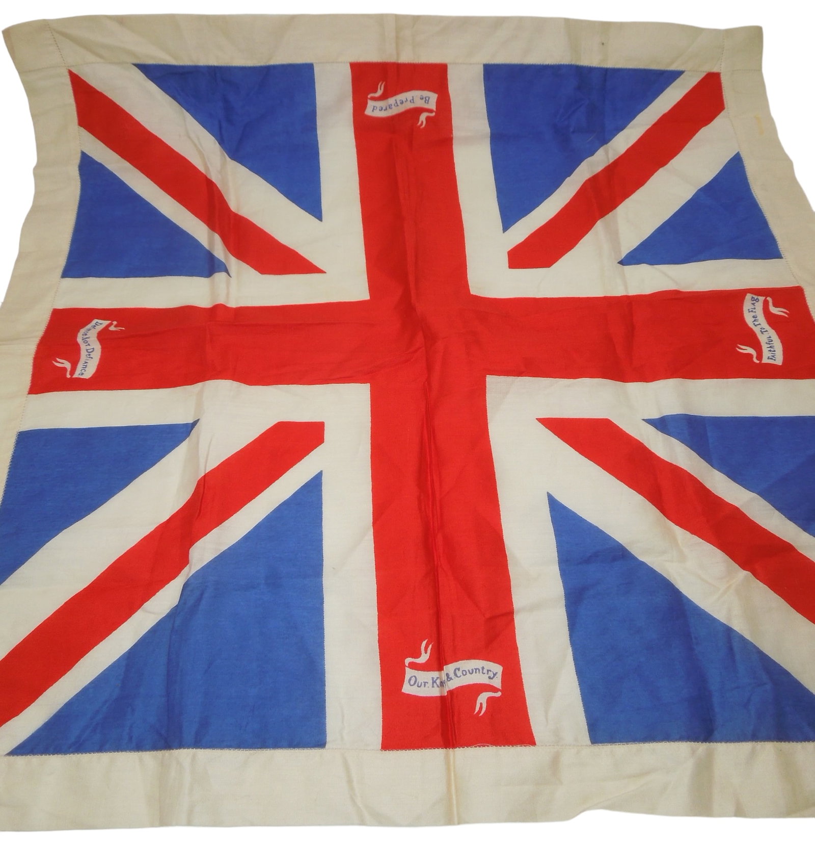 Small WWI Era British Union Jack UK Flag Patriotic Handkerchief: Original WWI era 20 by 20 inch patriotic silk type handkerchief. Good condition.