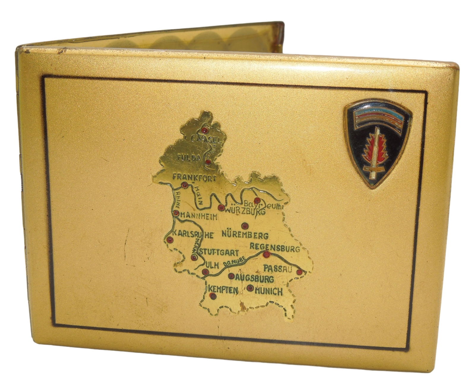 WWII US Army SHAEF Supreme Headquarters Cigarette Case Holder: Original metal engraved cigarette case as shown.