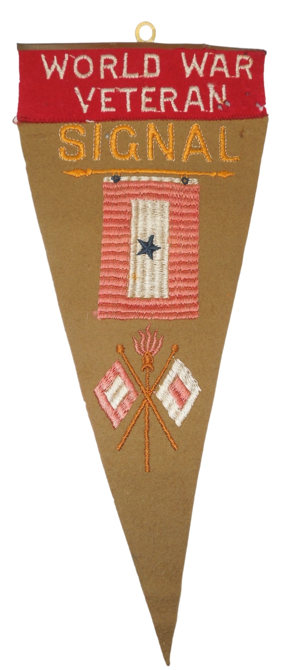 WWI US Army Signal Corps Son In Service Window Banner: Original WWI era banner as shown. Some moth damage on the top right.