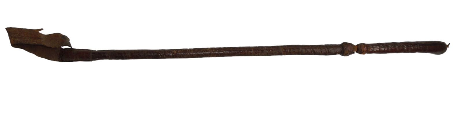 WWI Era Military Leather Riding Crop & Dagger: Unique leather riding crop with an interior crudely made interior spear weapon. The leather tip is damaged.