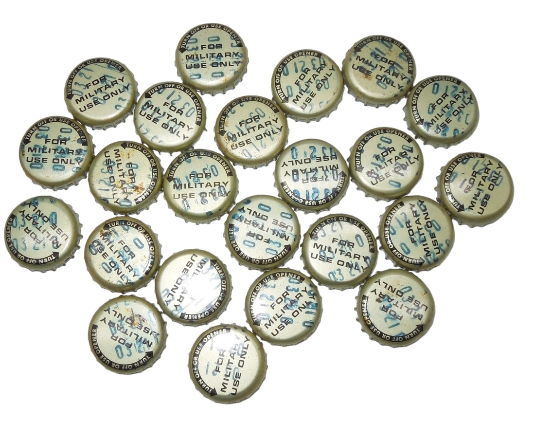 Lot of Vintage Military Use Only Beer Bottle Caps: Lot of marked caps as shown.