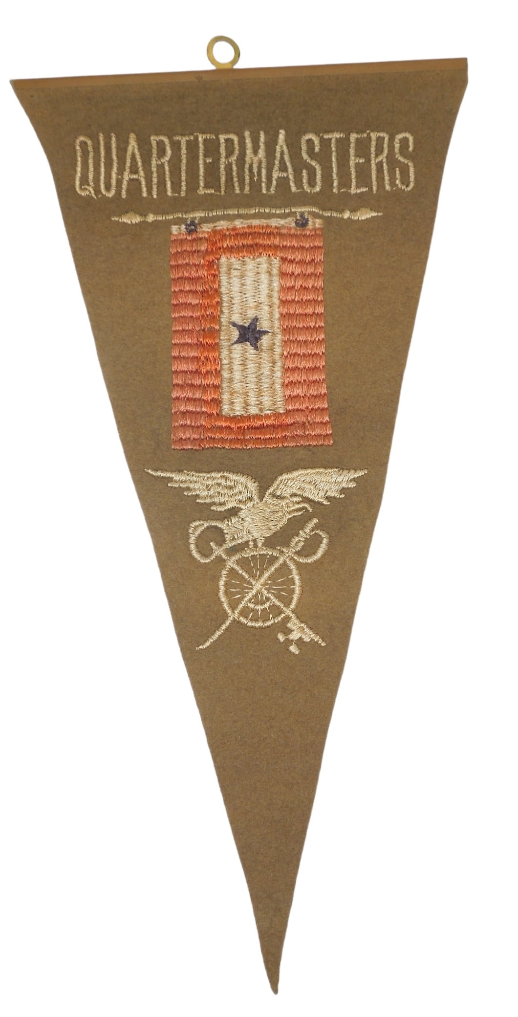 WWI US Army Quartermaster Son In Service Window Banner Pennant: WWI US Army Quartermaster Son In Service Window Banner Pennant. Approximate size is 6.25 x 12 inches. Nice condition with no issues.
