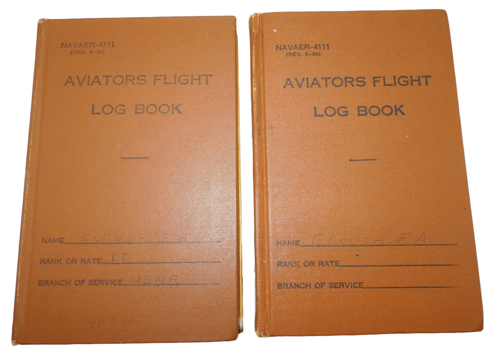 Korean War USN Navy F4U Strike Fighter Combat Flight Log Books: Korean War US Navy F4U Strike Fighter Combat Flight Log Books. Set of (2). Named to Frank A. Clough. Logged dates in these books are January 1950-September 1956. There are logs that mention bombings, 