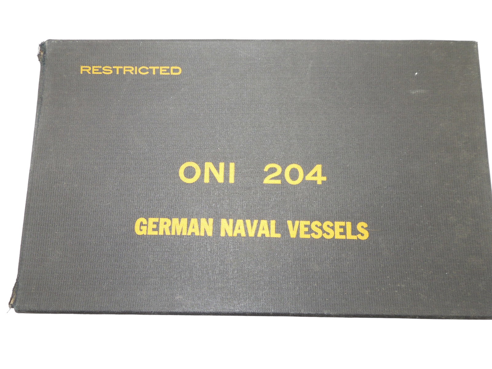 WWII 1942 USN Navy Naval Intelligence Reference Book German Naval Vessels Restricted: WWII USN Navy German Naval Vessels. Restricted ONI 204. 1942 1st Edition. The Table of Contents include: Introduction, Characteristics of German Naval Vessels, German One Stackers, Jerry Jingles, Mist