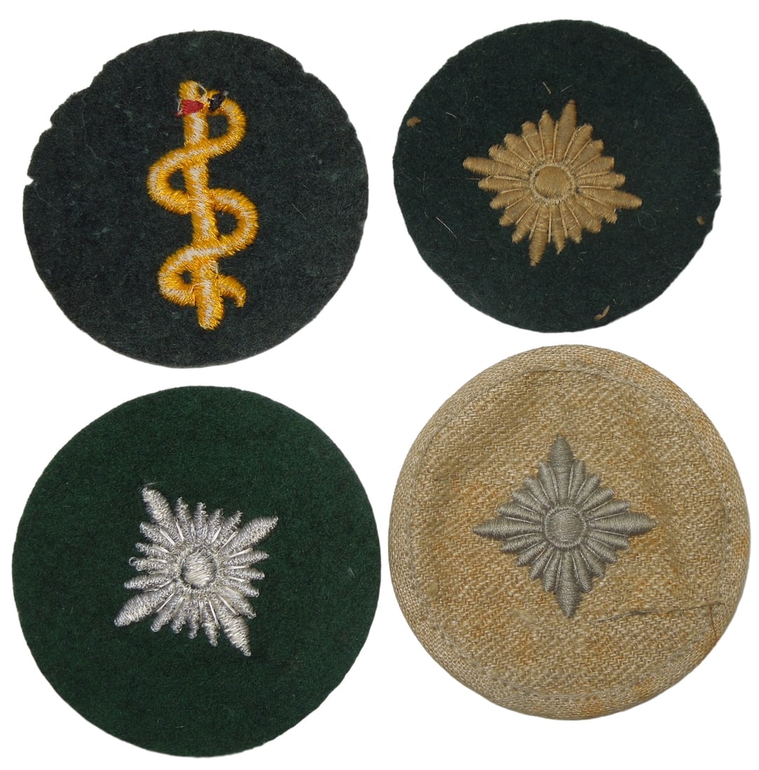 Lot WWII German Wehrmacht Enlisted Sleeve Rank & Medical Patches: Original WWII German as shown. See photos for condition.