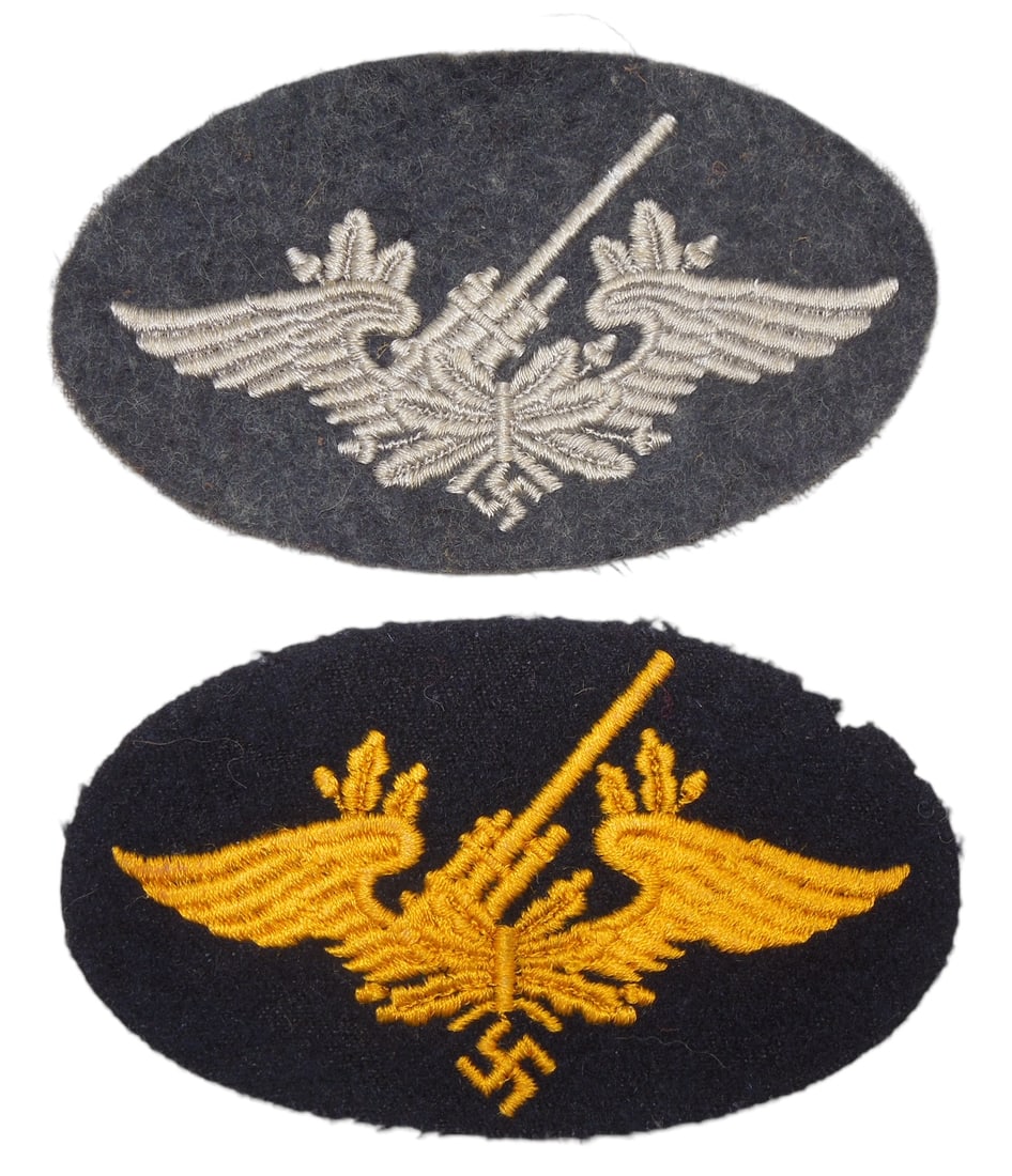 WWII German Luftwaffe & Kriegsmarine Flak Anti Aircraft Patches: Original WWII German as shown. See photos for condition.