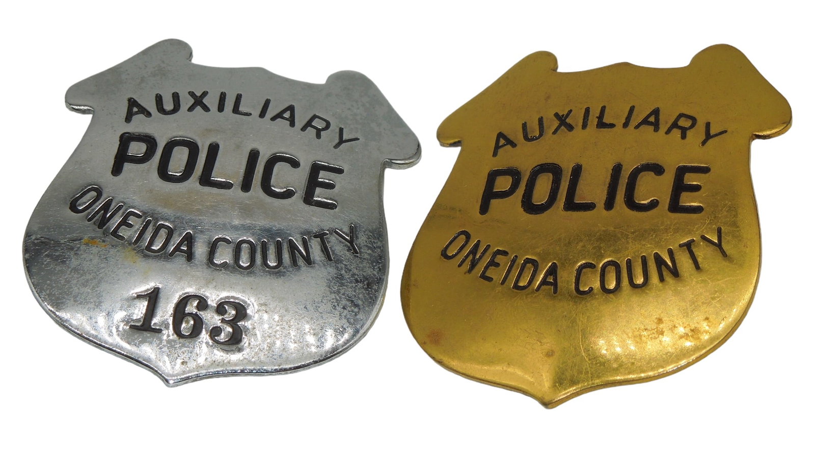 1940s - 60s Oneida County New York Aixiliary Police Badges (2): Lot of two WWII era badges as shown.