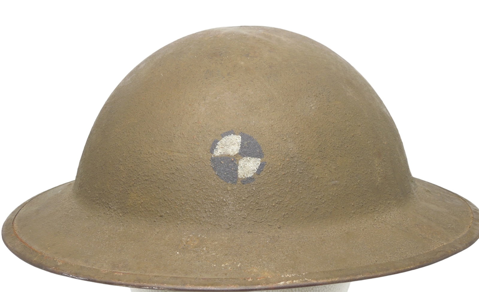WWI US Army 4th IV Corps Painted Doughboy Helmet: Original WWI era helmet with period painted decal as shown. Well used condition and missing the liner. Chinstrap is largely detached (one piece is fully detached).