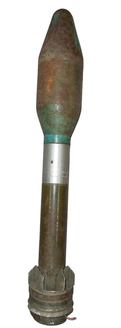Korean War US Army Dummy Inert Bazooka Training Rocket: M405 1951 dated Dummy Rocket Fuze and shell. Fair to good condition showing wear consistent with age. US shipping only.