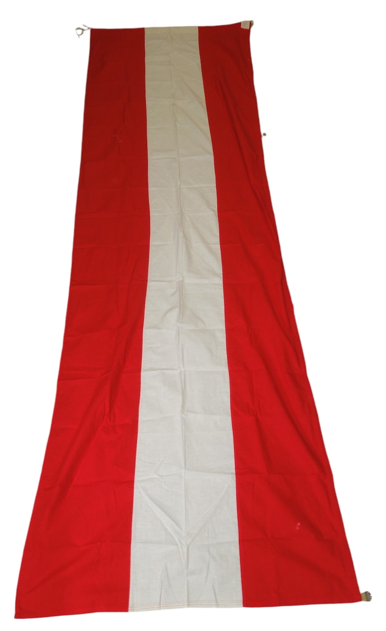 1950s National Flag of Austria With Government Letter: Good condition flag of Austria, measuring approximately 4 feet by 9 feet 6 inches. Comes with an inventory sheet from the Flag Heritage Foundation noting that it was donated by famed vexillologist and