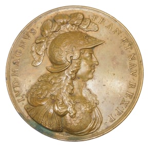 Louis XIV Ludmagnus 1674 The Sun King Bronze Table Medal Coin