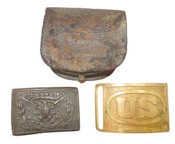 Civil War US Military Belt Buckles & Cap Box Pouch