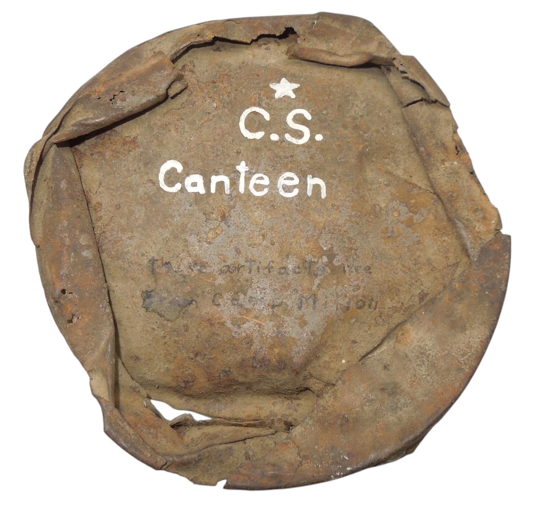 Civil War Dug Confederate States Canteen From Camp Milton: Rusted canteen with markings as shown.