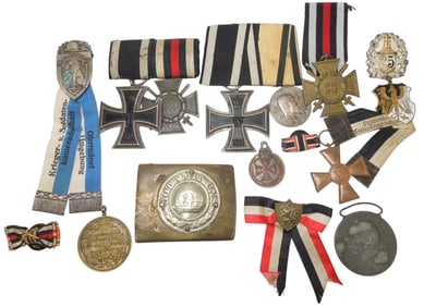 Lot WWI German Imperial Army Medals & Iron Cross Bar