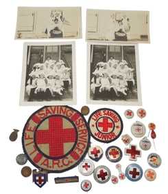 WWII US American Red Cross ARC Patches Buttons Pins Lot