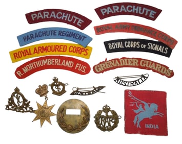 WWII British, India, & Australia Titles & Badges Parachute Armored