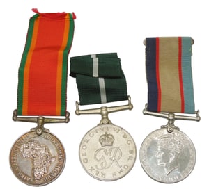 Lot (3) WWII Australia, African, Pakistan Named Engraved Service Medals