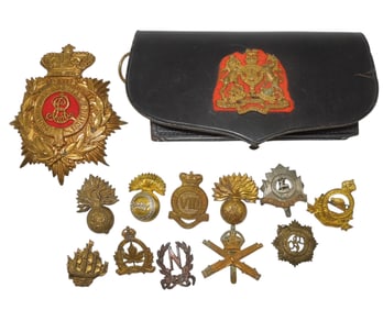 WWI - WWII British Commonwealth Military Badges & Cartridge Box