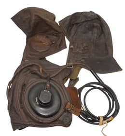 Lot (3) 1930s - WWII US Military Flying Pilots Helmets Caps