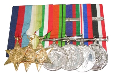 WWII Canadian Army Full Sized 7 Place Medal Bar