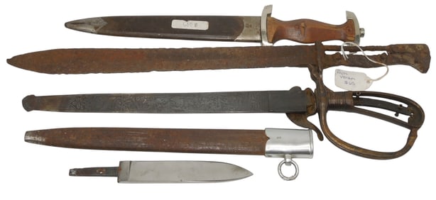 Lot WWI - WWII German Bayonet SA HJ Dagger Parts