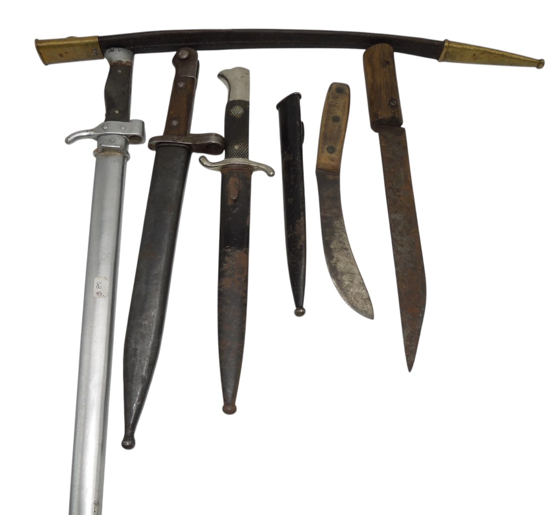 Lot WWI - WWII German & World Bayonets Daggers: Lot of bayonets in varying conditions as shown.