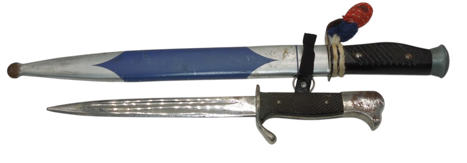 WWII German Kids Toy Metal K98 Bayonet & Scabbard & Letter Opener: Lot of two letter opener / toy bayonet items from WWII Germany.