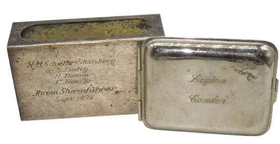 Spanish Civil War German Condor Legion & 1938 Cigarette Case & Match Box