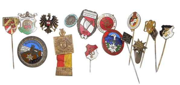 Lot WWI - WWII German Military & Patriotic Pins Edelweiss