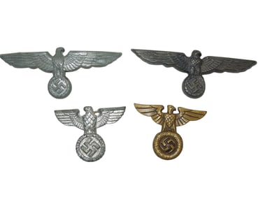 Lot (4) WWII German Wehrmacht Military Cap Eagle Badges